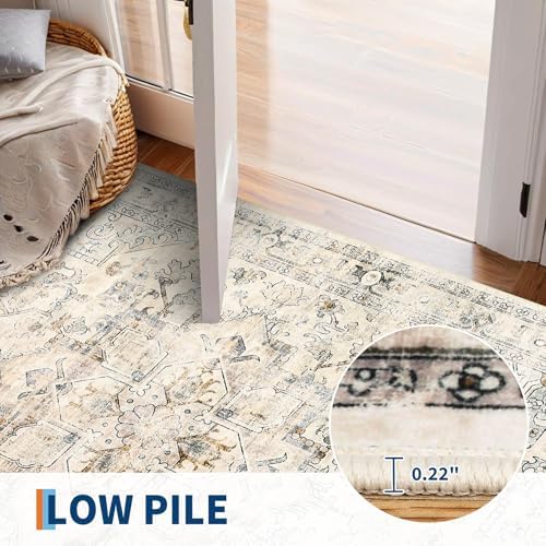 GarveeHome Washable Rug Runner 2x6 Vintage Runners for Hallways Beige