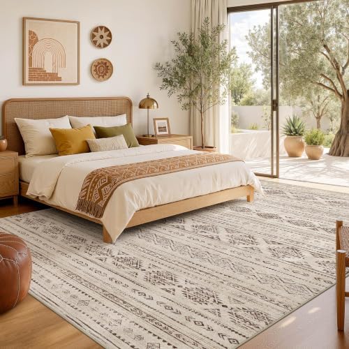 Nakagishi Boho 5x7 Area Rug Living Room Rugs Machine Washable Dark Brown