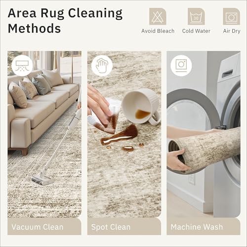 Soalmost Runner Rug 2x6 Washable Kitchen Hallway Runners Non-Slip Brown