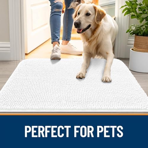 OLANLY Dog Door Mat for Muddy Paws 40x32, Super Absorbent Chenille Mud Mat