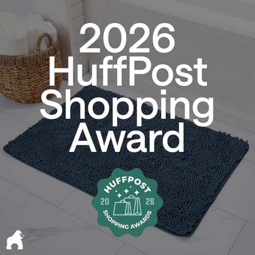 GORILLA GRIP Bath Rug Mat for Bathroom, Absorbent Chenille, 44x26 Navy Blue