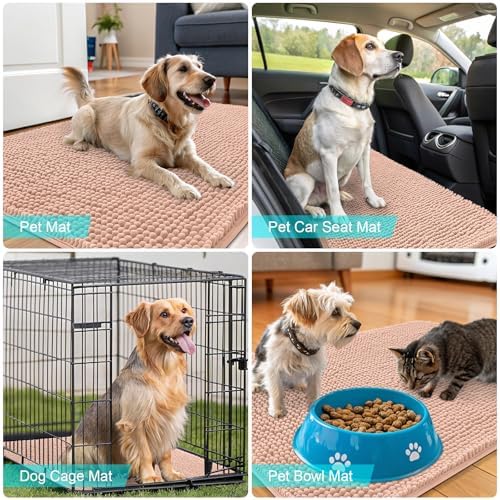OLANLY Dog Door Mat for Muddy Paws 54x32, Super Absorbent Chenille Mud Mat