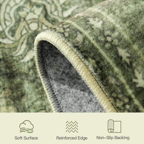8x10 Area Rug for Living Room, Non-Slip Washable Large Carpet, Forest Green