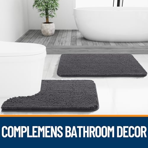 OLANLY Bathroom Rugs 34x21, Extra Soft Absorbent Chenille Bath Rugs