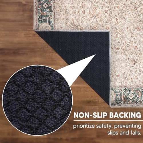 Keen Home Design Vintage Washable Entryway Rug, Non-Slip Low Pile, 2x3