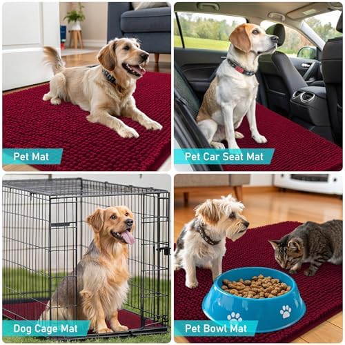 OLANLY Dog Door Mat for Muddy Paws 70x32, Super Absorbent Chenille Mud Mat