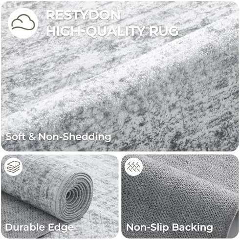 2'6 x 16' Runner Rug Non Slip,Washable Kitchen Rugs,Grey