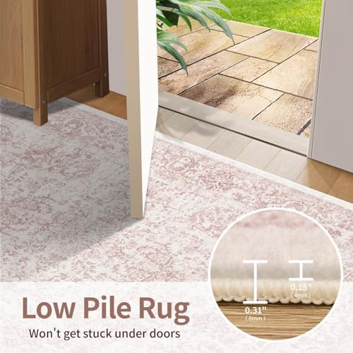 Rugxara 6x9 Pink Washable Area Rug for Living Room&Bedroom