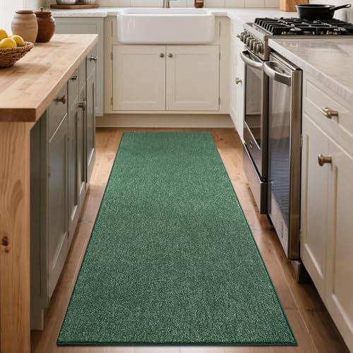 2x6 Green/White Runner Rug Non-Slip Washable for Hallway Kitchen Bedroom