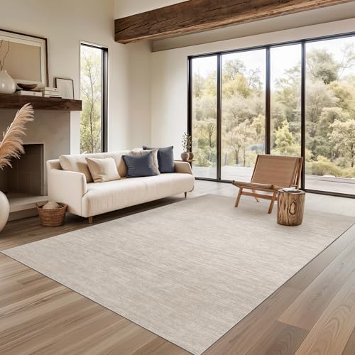 Valenrug 5x8 Area Rug Non Slip, Large Washable Rugs for Living Room, Beige