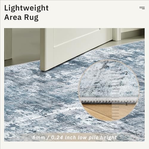 Soalmost 10x12 Area Rugs for Living Room Washable Rug Abstract Blue/Grey