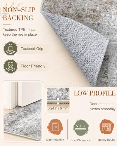 OLANLY 4x6 Washable Area Rug, Soft Non Slip Carpet for Bedroom Living Room