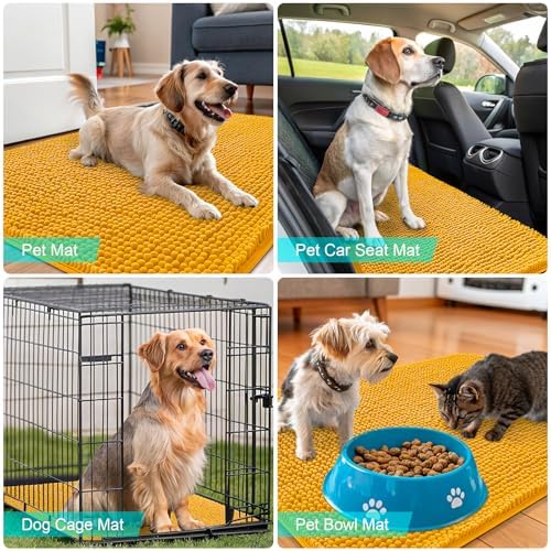 OLANLY Dog Door Mat for Muddy Paws 30x20, Super Absorbent Chenille Mud Mat
