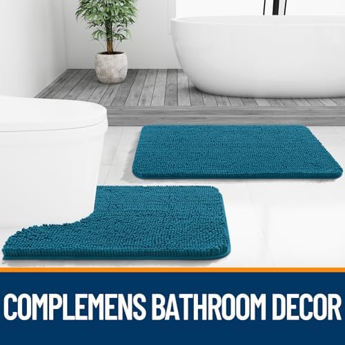 OLANLY Toilet Rugs U-Shaped 24x20, Soft Absorbent Chenille Contour Rugs