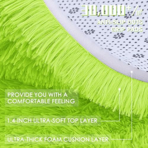 OLANLY 2x4 Machine Washable Runner Rugs for Hallway, Soft Fluffy Shaggy Bedside Rugs for Bedroom, Living Room, Indoor Floor Carpet for Kids Girls and Boys, Home Decor Aesthetic, Lime Green