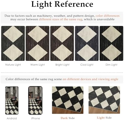 PureCozy Black 2x10 Washable Runner Rug Kitchen Non Slip Checkered Carpet