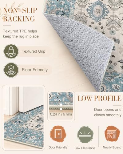 OLANLY 2x5 Washable Runner Rug, Soft Non Slip Carpet for Hallway Kitchen