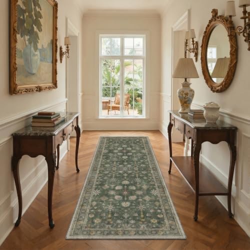 Bavni 6X9 Living Room Area Rug, Boho Floral Vines Washable Non Slip