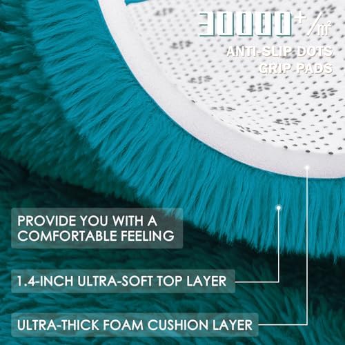OLANLY Teal Round Rugs for Bedroom - Machine Washable, 4 ft Circle Area Rugs for Living Room, Soft and Fluffy Shaggy Carpet for Teen Girl and Boys, Nursery Rooms, Dorms, Home Decor Aesthetic