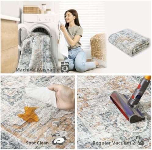 6x9 Area Rugs for Living Room: Washable Bedroom Rug Non Slip Large Carpet