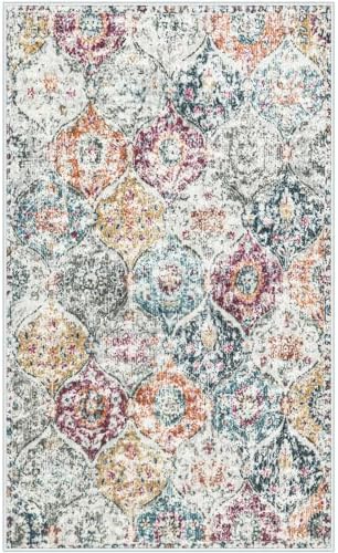 Lahome Moroccan Small Washable Area Rug, 3x5 Rug for Bedroom Living Room