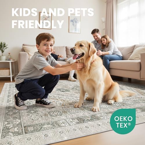 zesthome 8x10 Area Rugs for Living Room,Large Washable Rug,Brown