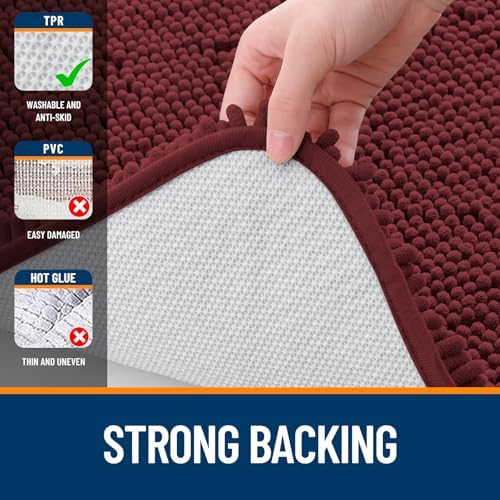 OLANLY Toilet Rugs U-Shaped 24x24, Soft Absorbent Chenille Contour Rugs