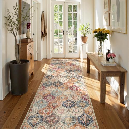 Lahome Moroccan Kitchen Runner, 2'5''x8' Washable Runners for Hallways 8ft