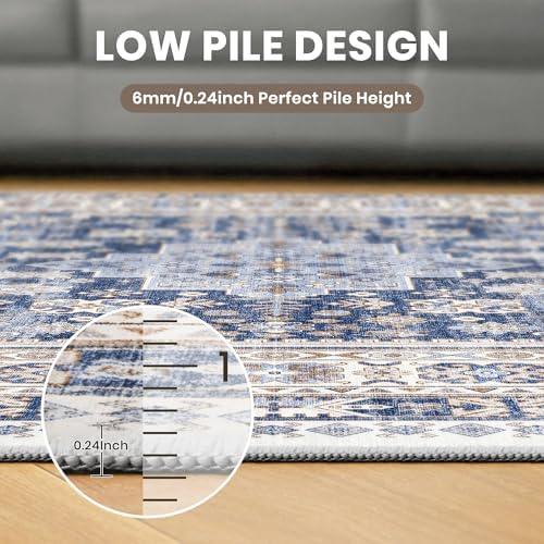 zesthome 2x5 Rug Runners for Hallways Non Slip,Kitchen Rugs,Blue