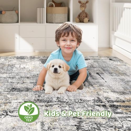 LOONGRUG 10x14 Area Rugs Washable Large Neutral Modern Living Room Rug