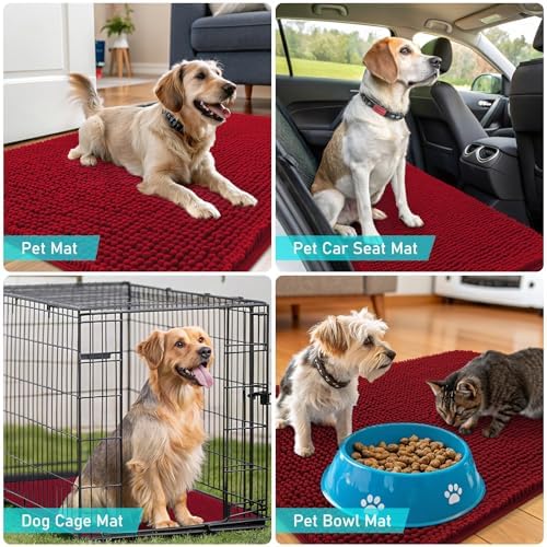 OLANLY Dog Door Mat for Muddy Paws 70x35, Super Absorbent Chenille Mud Mat