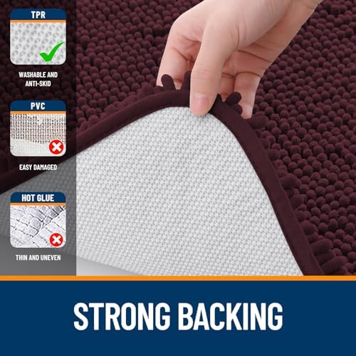 OLANLY Large Bathroom Rugs 44x32, Extra Soft Absorbent Chenille Bath Rugs