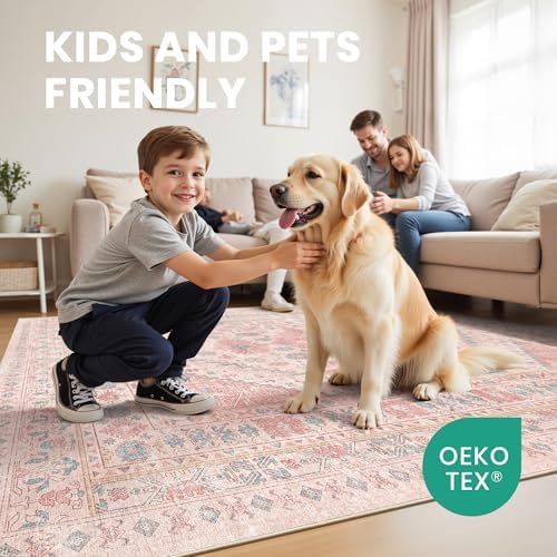 zesthome Pink Rugs for Bedroom-8x10 Area Rugs for Living Room,Girls Room