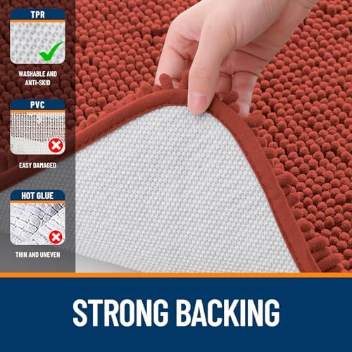 OLANLY Bathroom Runner Rugs 47x20, Extra Soft Absorbent Chenille Bath Rugs