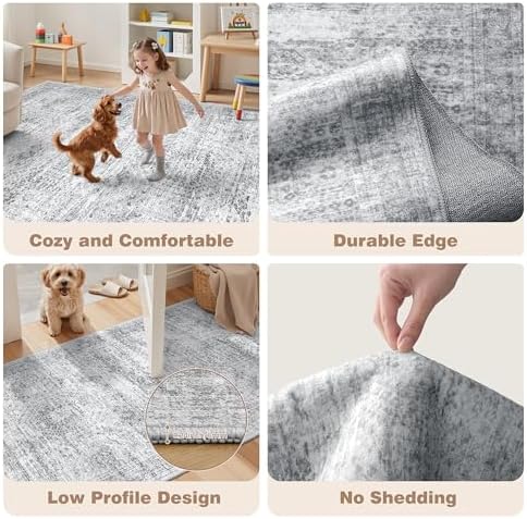 Kitchen Rugs Sets of 2, 2x3 2x4 Rug Runner,Grey