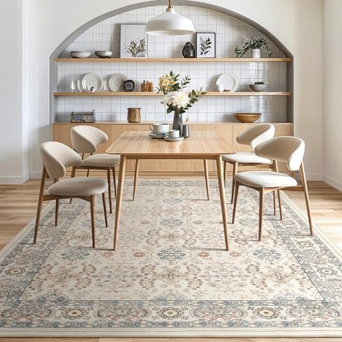 cotiled 10x14 Area Rug for Living Room, Washable, Traditional, Multi Color