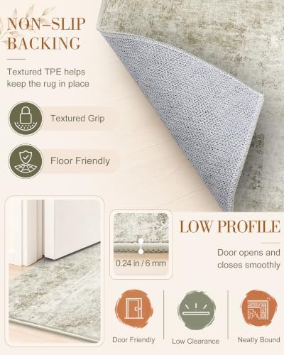 OLANLY 2'6"x12' Washable Runner Rug, Non Slip Carpet for Hallway Kitchen