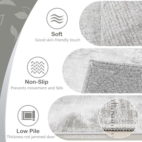 Area Rugs 8x10 Living Room: Washable Rug Modern Abstract Large Rugs Soft Non Slip Neutral Rug Stain Resistant Indoor Carpet for Bedroom Kitchen Dining Room Home Office Rugs(Grey,8'x10')