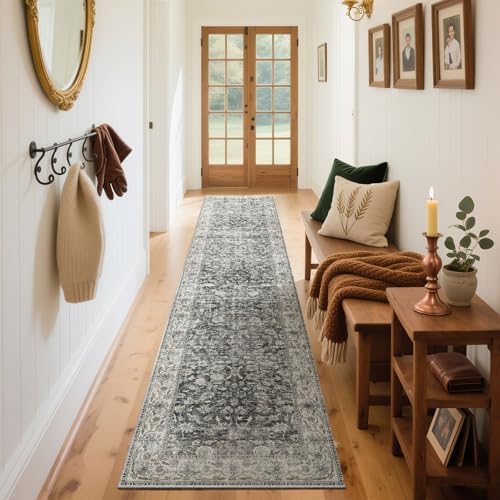 Runner Rug Washable Kitchen Runner: 2'x10' Hallway Runner Rugs Stain Resistant Non Slip Low Pile Soft Boho Carpet Runners for Hallways Bedroom Entryway Indoor Beside Bathroom Laundry Room