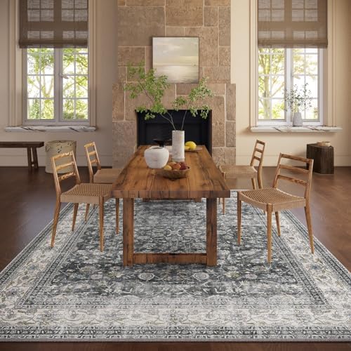 Machine Washable Rugs for Living Room: 6x9 Bedroom Rug Vintage Boho Area Rug Stain Resistant Non Slip Low Pile Lightweight Soft Carpets for Living Room Dining Room Kitchen Nursery Kids Room Farmhouse