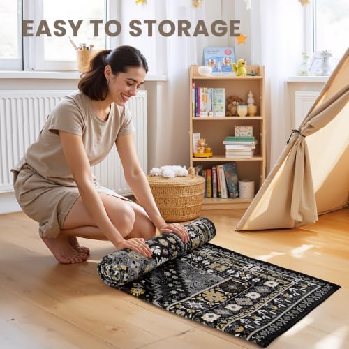zesthome 8x10 Area Rugs for Living Room,Large Washable Rug,Black
