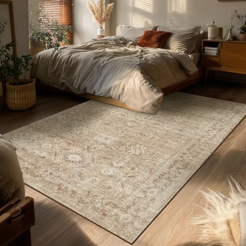 Washable Living Room Area Rugs: 4x6 Bedroom Rug Non Slip Soft Boho Carpet