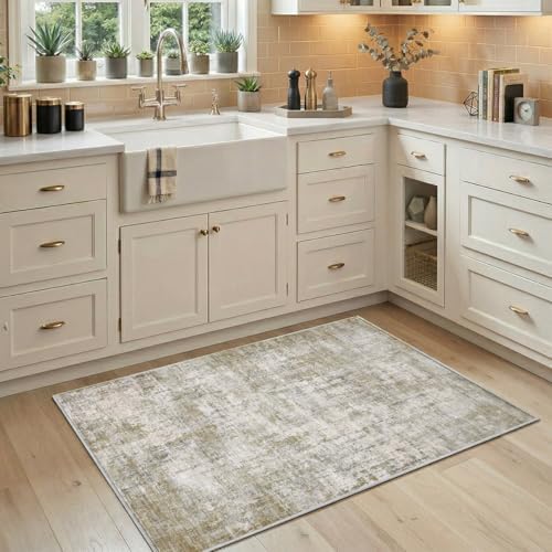 2x3 Area Rug Washable Abstract: Non Slip Throw Rugs for Entryway