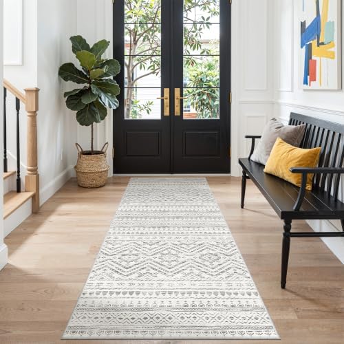 Miukiki 3x8 Washable Runner Rug Hallway Soft Non Slip Indoor Rug Grey