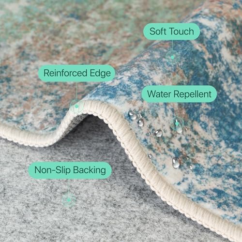 BEIMO 7'6"x9'6" Area Rugs for Bedroom, Blue Green Washable Abstract Rug