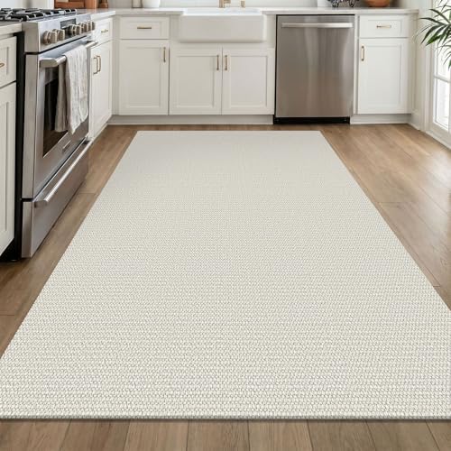 EARTHALL Washable Area Rug, Non Slip Entryway Rug, 4x6 Ft, Cream/Grayish