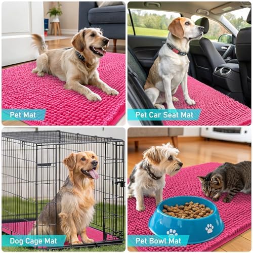 OLANLY Dog Door Mat for Muddy Paws 47x17, Super Absorbent Chenille Mud Mat