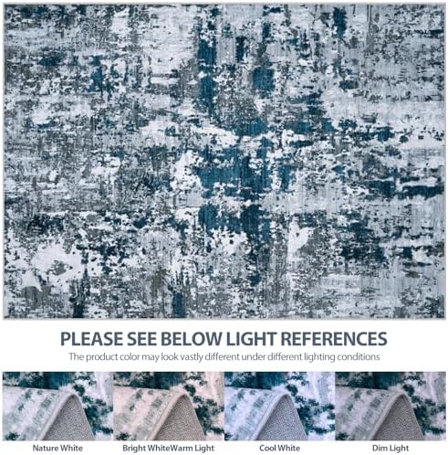 5x8 Area Rugs for Living Room Washable Bedroom Dining Room Navy Grey