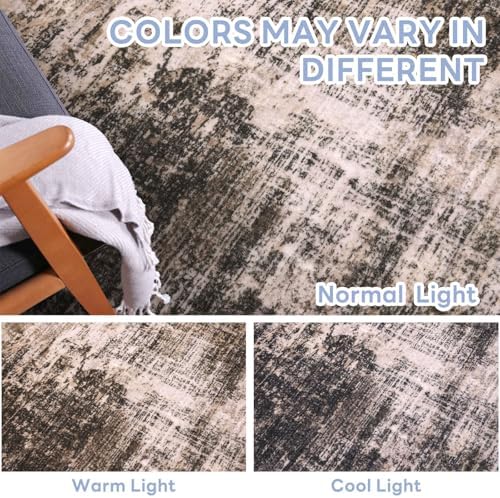IOHOUZE Abstract Runner Rug 2x6 Ft Washable Runners for Hallways, Non Slip Kitchen Runner Printed Faux Wool Entryway Runner Indoor, Modern Abstract Floor Carpet for Hall Kitchen Bedroom, Brown/Rust
