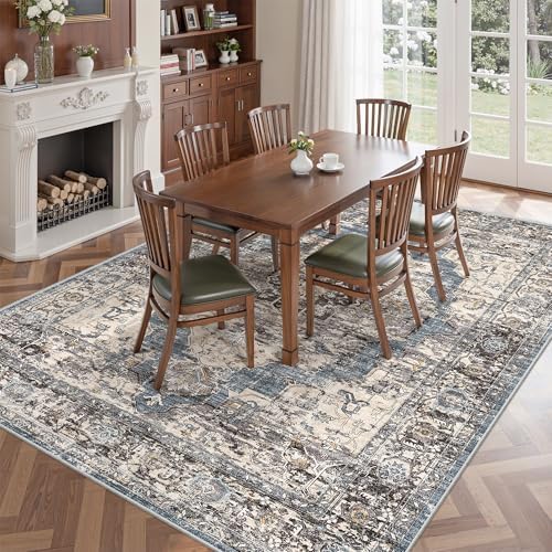befbee 6x9 Washable Area Rug, Non Slip Rug for Living Room Blue